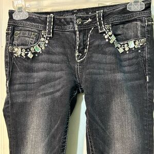 Miss Me Black Skinny Jeans with Embroidery 26” x 31”